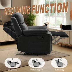 Korser Manual Small Recliner Chair for Small Spaces for Living Room,Corduroy,Black