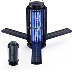 Bug Zapper, Mosquito Zapper Outdoor Indoor Solar Powered, Battery Powered Cordless Zapper with LED Light, Cordless Zapper for Patio, Camping, Outdoor,
