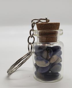 Natural Lapis Lazuli filled Bottle Keychain