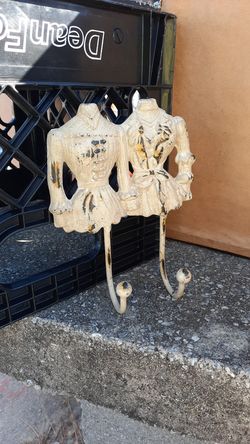 Vintage iron double hook clothes hanger