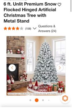 IN BOX 6 ft. Unlit Premium Snow Flocked Hinged Artificial Christmas Tree