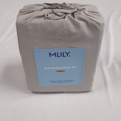 Mlily microfiber sheets gray/white-Full/Queen/King