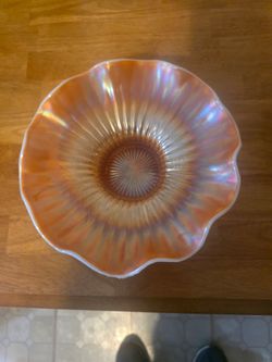 Marigold Carnival Glass Ruffled Bowl