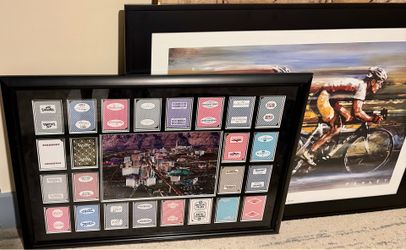 Vintage framed Las Vegas casinos hotel authentic cards
