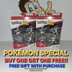 Pokemon 25th Anniversary Edition Series 1 Silver Figurine Action Figure 4-Pack