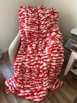 Luxury Minky Blanket Red White Handmade USA Super Soft 62x92