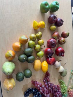 Decorative Fruit Collection artificial plastic or rubber grapes, pears, apples, lemons, pomegranates