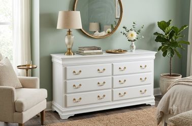 Large solid wood dresser with 6 drawers