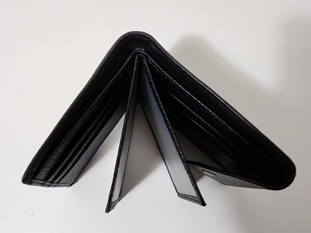 Mens Slim Genuine Leather Wallet Credit Card, Money, Pictures Holder Wallet (Black)