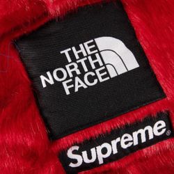 SUPREME X NORTH FACE FAUX Fur Nuptse Jacket Red