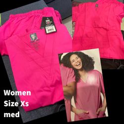 Dress A Med Women's Scrub Set Fuchsia XS & M