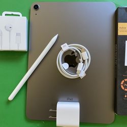 Apple IPad Air 4th Generation (10.9” Liquid Retina/ 2020 Model) 64GB with keyboard case, stylus pen & Accessories (256gb $439) 