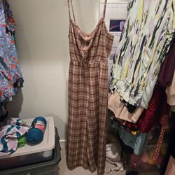 Brown/tan plaid romper