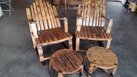 Rocking chairs set from wine barrels