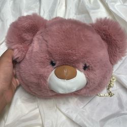 Pink Bear Plush Purse