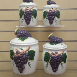 4pc Kitchen Canister / Storage Container set - $49.99 ( NEW ) ceramic. purple grapes