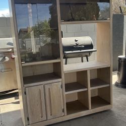 Large Wooden Entertainment Center With Shelves 