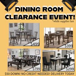 Clearance Dining Rooms Starting At $299