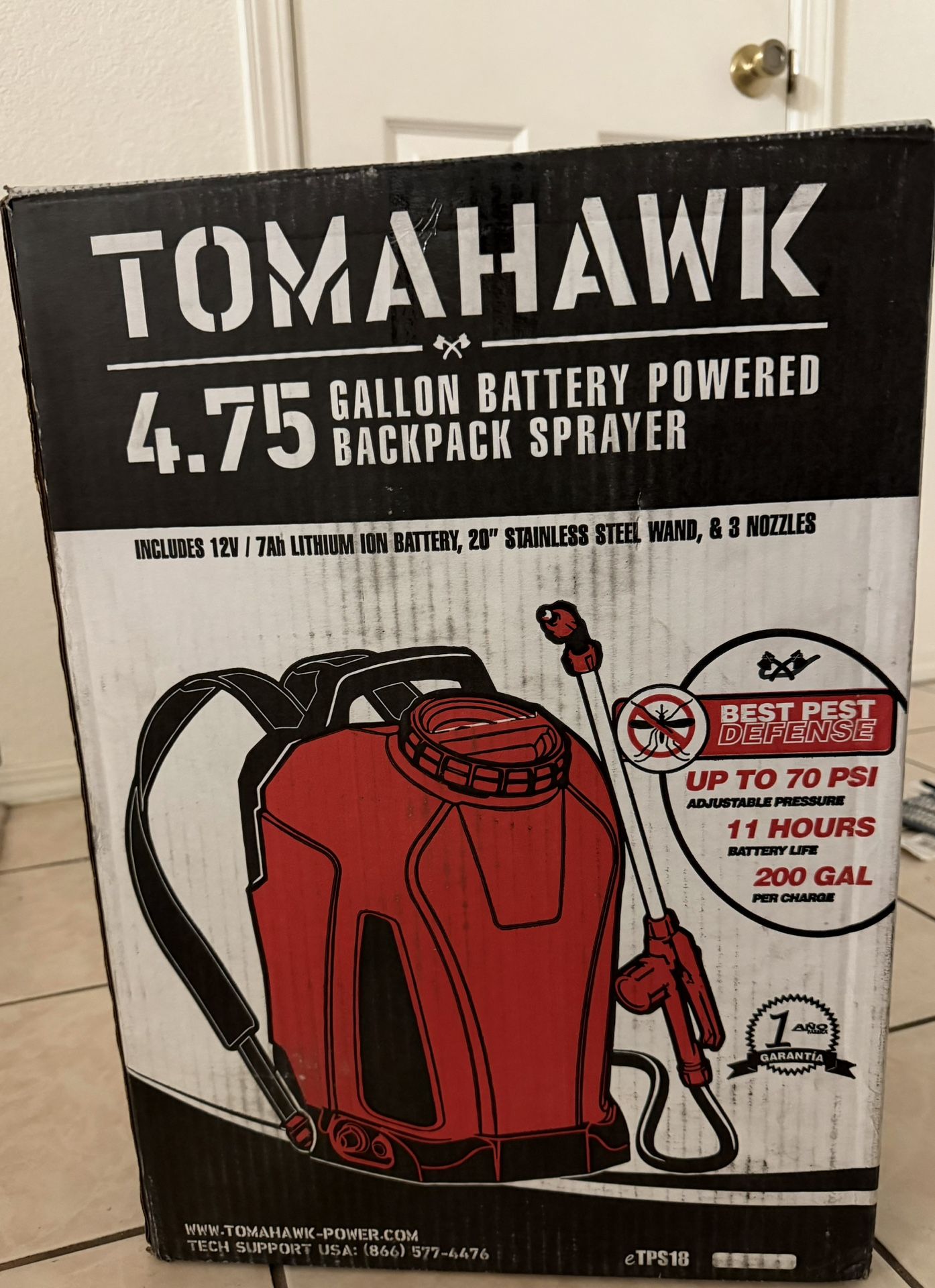 tomahawk power 4.75-gallon 12-volt battery operated plastic backpack sprayer