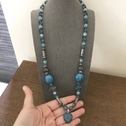 Blue Beads And Stones Necklace 
