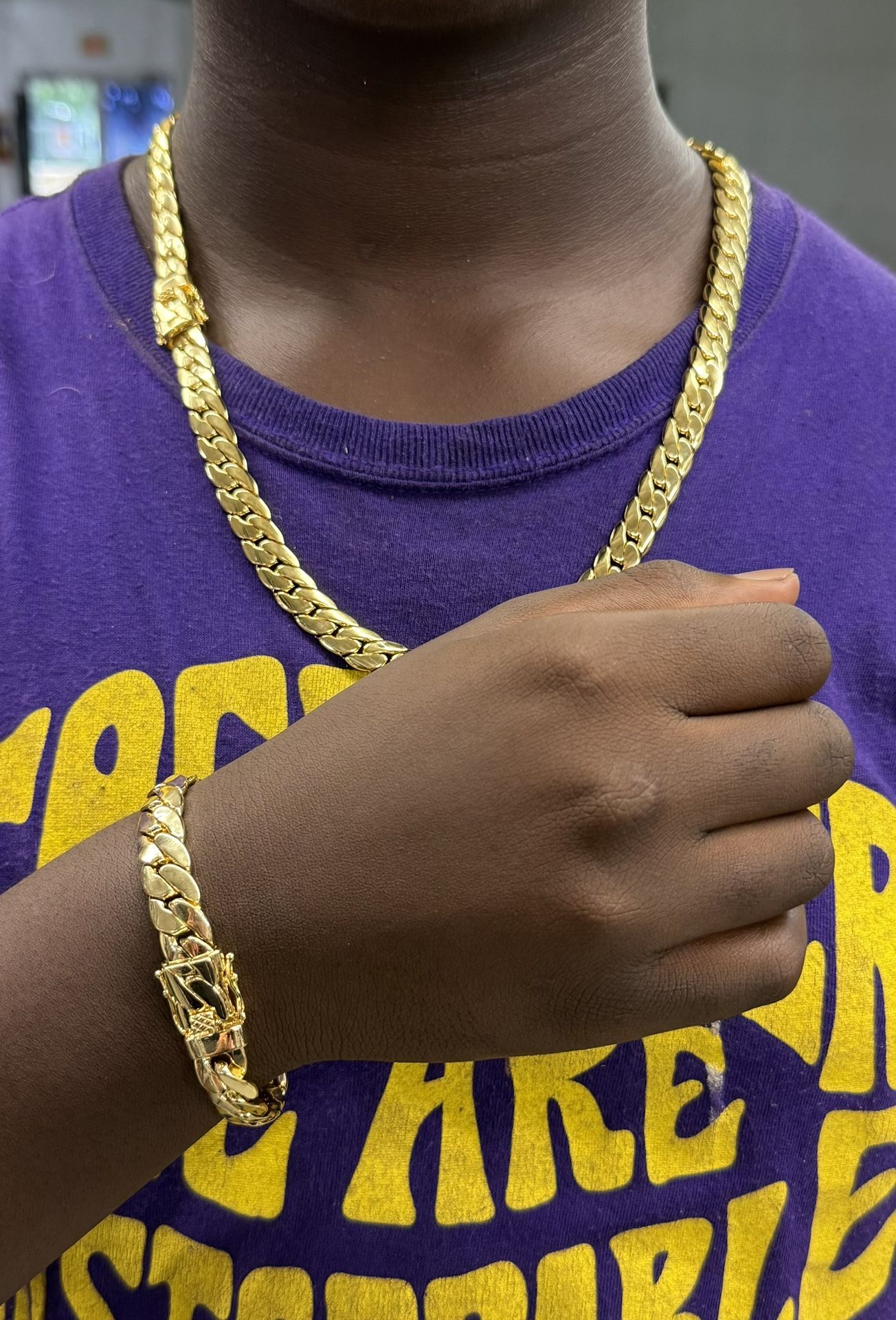 Heavy and Polished Premium x5 Gold plated Miami Cuban Links necklace and bracelet🔥