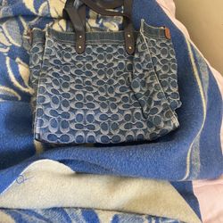 Coach Denim Blue Signature Tote