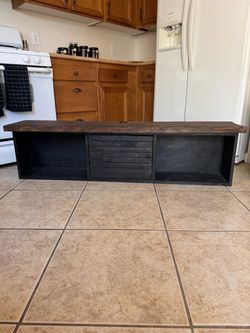 Solid Wood 60” Floating TV Shelf Rustic Farmhouse