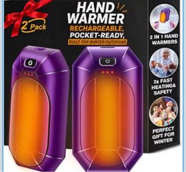 Hand Warmers Rechargeable 2 Pack, Reusable Electric Handwarmers Portable AI Smart Safe Heat Long Lasting Pocket Heater, Warm Gifts for Men Women Outdo