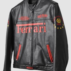 Ferrari Leather Streetwear Fashion Jacket