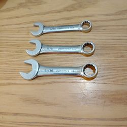 3 Cornwell Stubby Box Open End 12 Point Wrenches 9/16-5/8-11/16