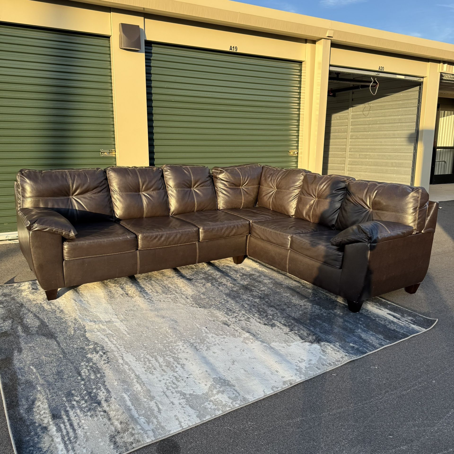 Leather Sectional Sofa Couch Sala Chocolate Brown