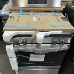  GE 30 in. 5.0 cu. ft. Gas Range with Self-Cleaning Convection Oven and Air Fry in Stainless Steel