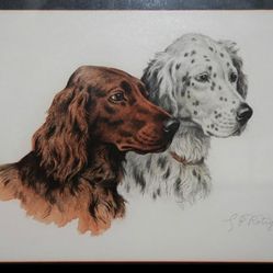 "Setters" by Georges Fredric Rotig, Hand Colored Etching, Pencil Signed