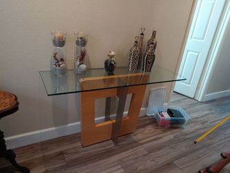 Maple and glass side table.