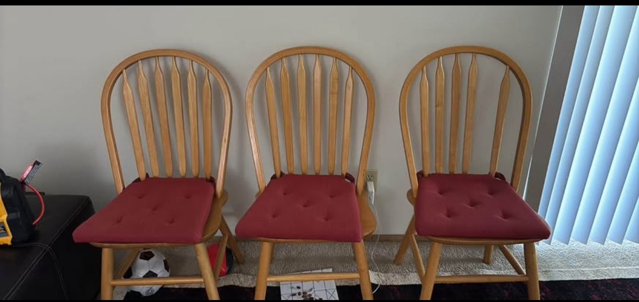 Wooden Chair With Pad ( 3 Chairs)