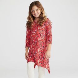 Little Girls Clothes Old Navy Red Floral Print Long Sleeve Dress Size M, 8 Years, 7/8