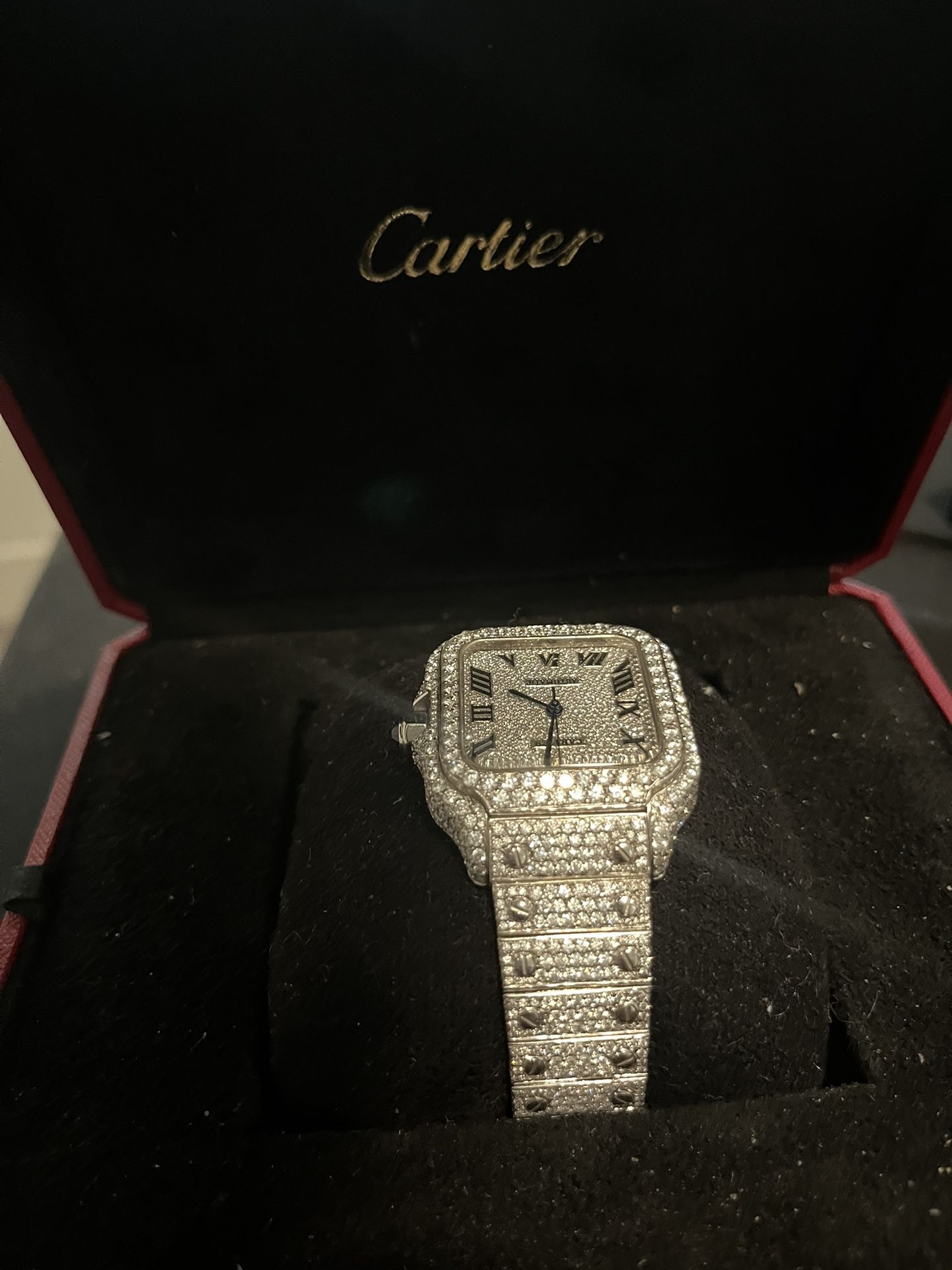 Cartier Santos Iced Out Watch 36mm