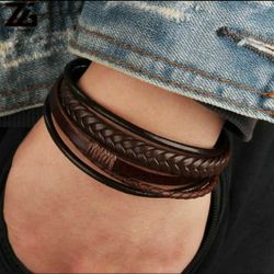 Men’s Magnet Buckle Braided Leather Bracelet