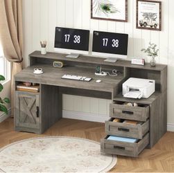 Farmhouse Gray Computer Desk