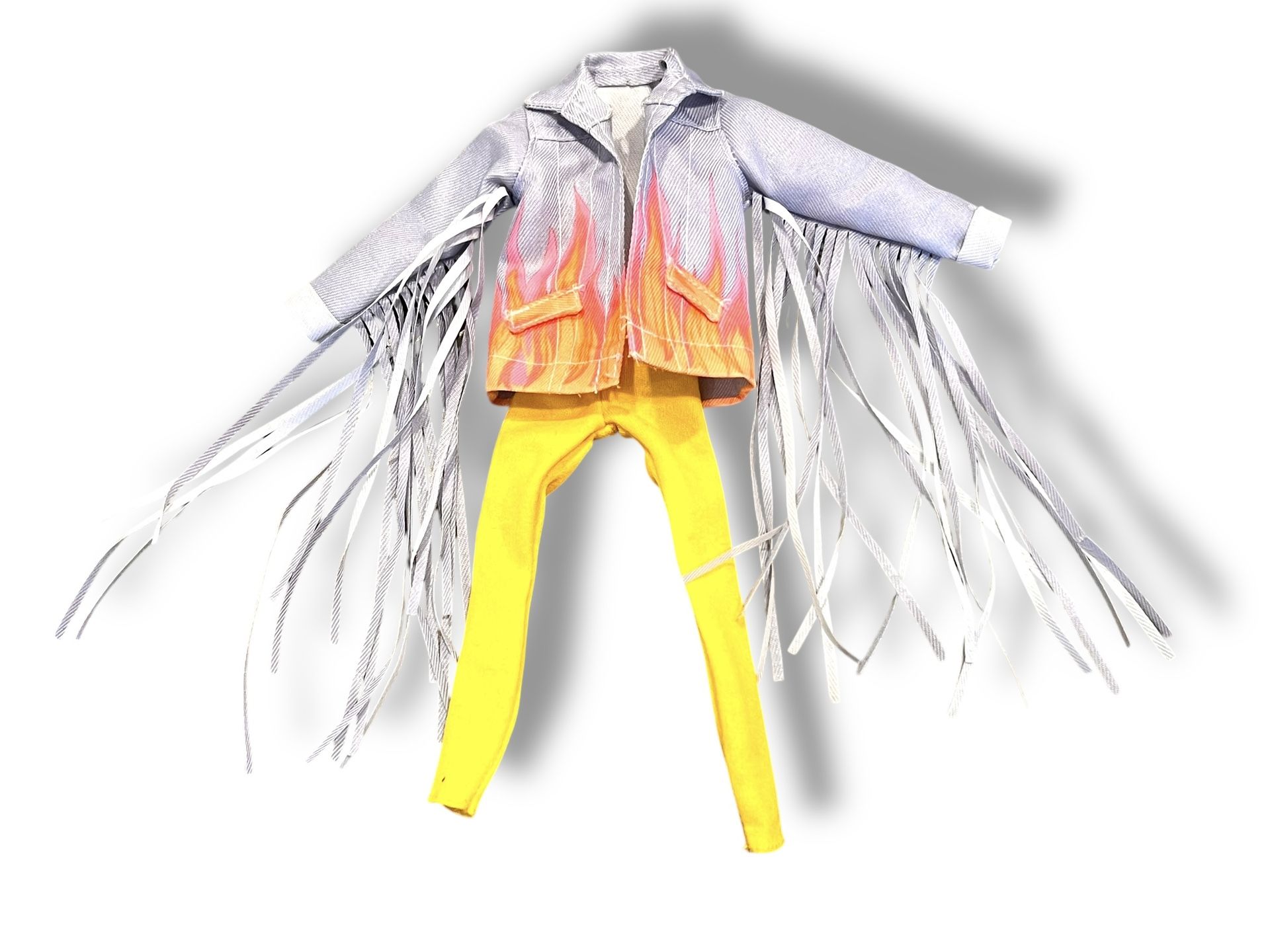 Barbie Extra Doll 2020 #5 Fringe Jacket Coat Fashionista W/ Yellow Leggings