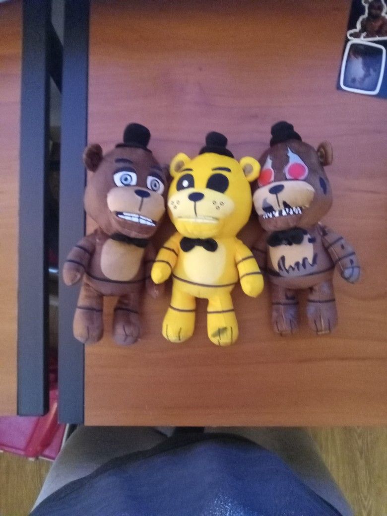 Freddy, Golden Freddy, And Nightmare Freddy Plushies