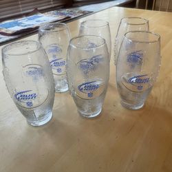 Vintage Bud Light Football Shaped Beer Glasses 2 Sided Logo 23 Oz. 6 Glasses