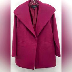 Ann Taylor Factory Pink Purple Pockets Open Front Blazer Suit Jacket Coat XS