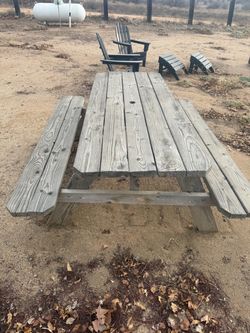 Outdoor Wood Picnic Table with Benches