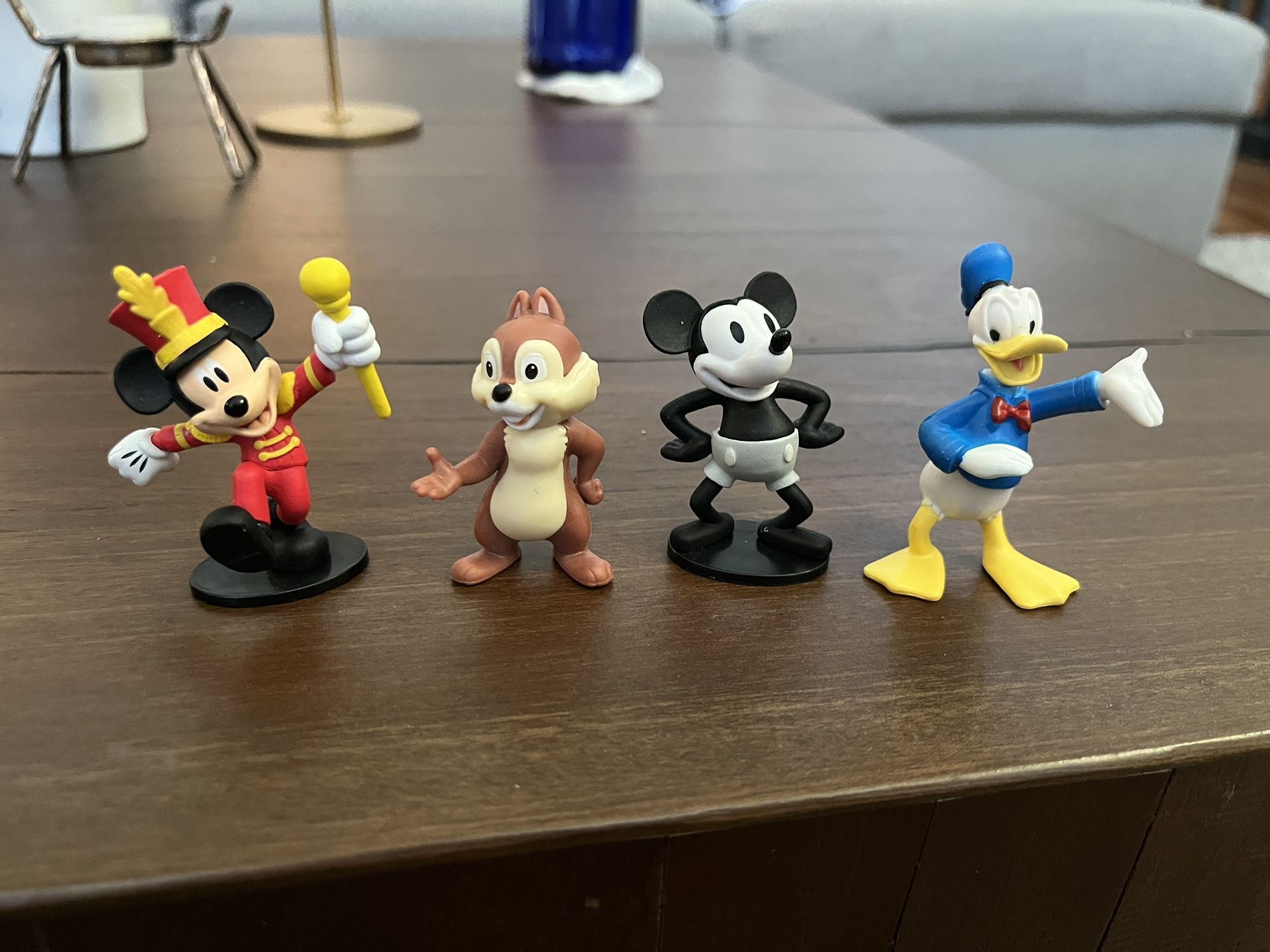 Lot Of 4 Disney Figurines 2 To 2.5”: Mickey, Donald Chip N Dale - Rare