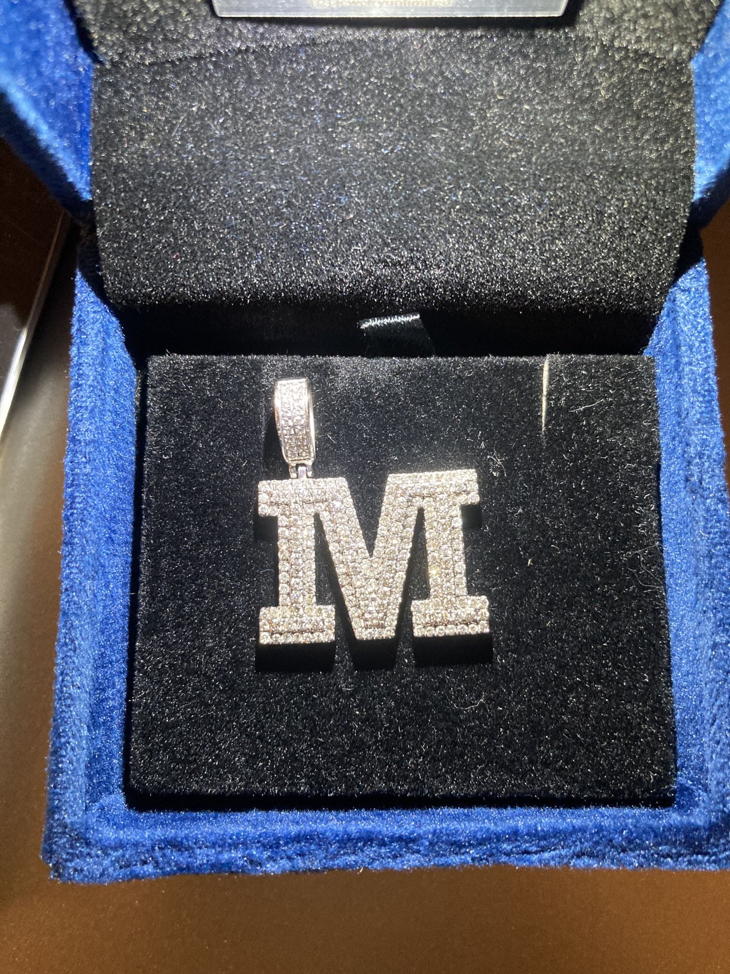 Real Gold And Diamond “M” Initial Pendant