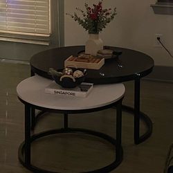 33 inches Nesting Coffee Table Set Black and White