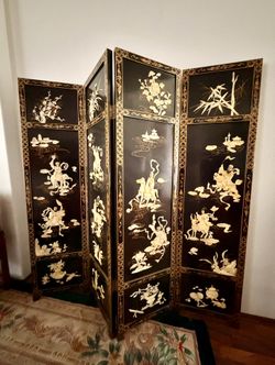 Price Drop - Vintage Chinese Four-Panel Folding Screen - Mother of Pearl