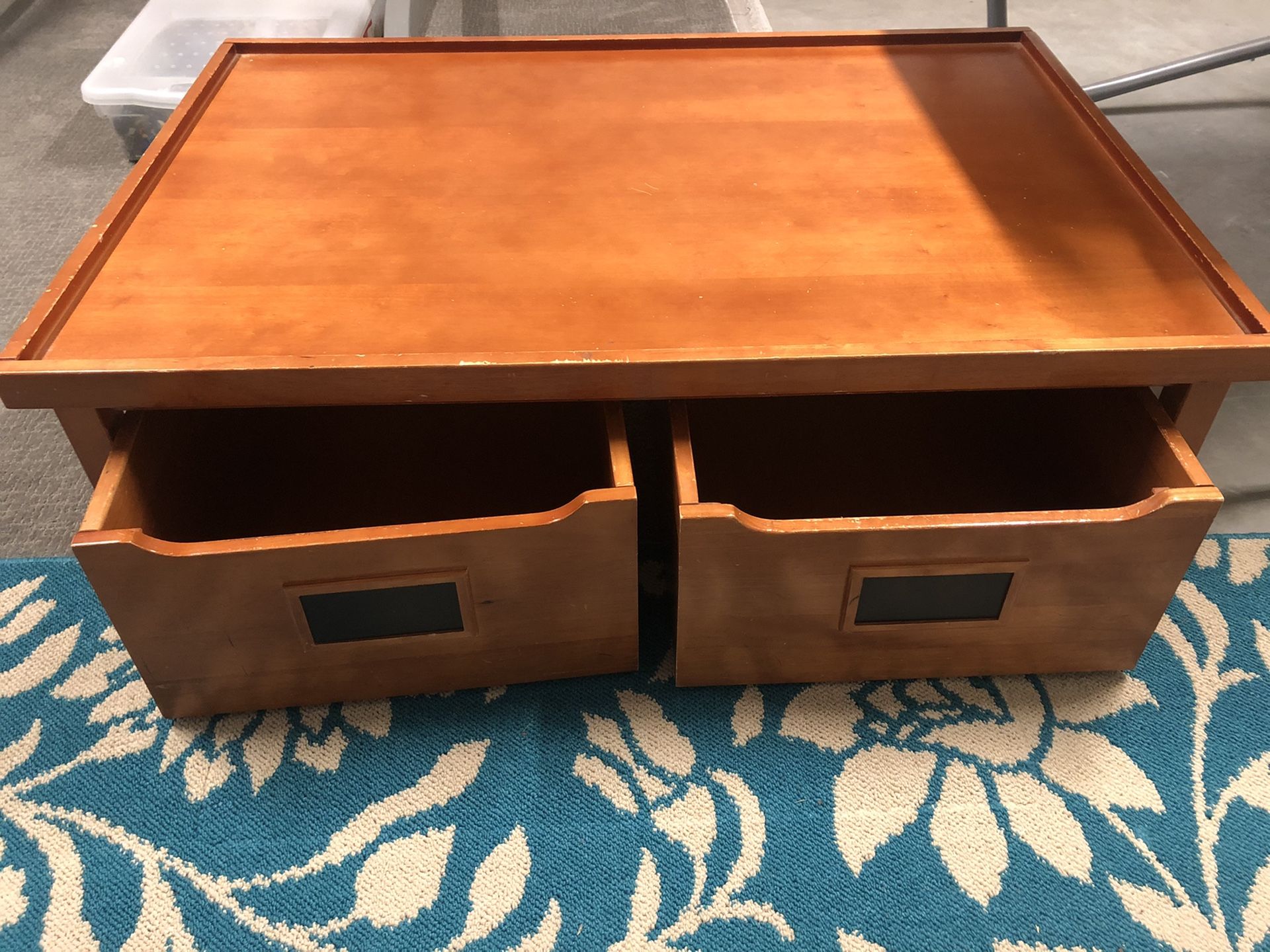 Play table with drawers on wheels