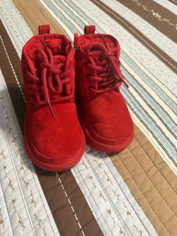 UGG Red Suede Toddler Lace-Up Boots